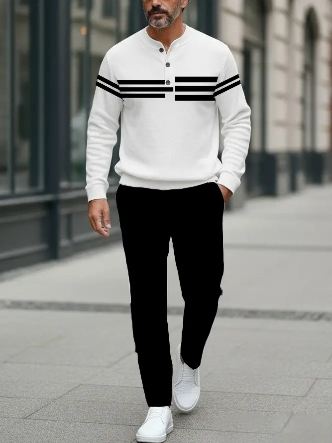 Signature Button Sweater & Trousers Two-Piece Set