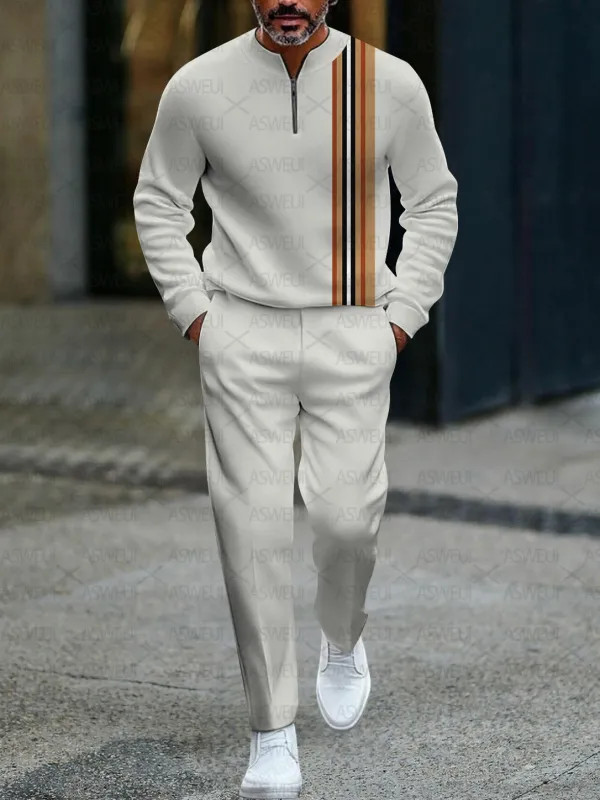 Zipper Long Sleeve Long Pants Two-Piece Set