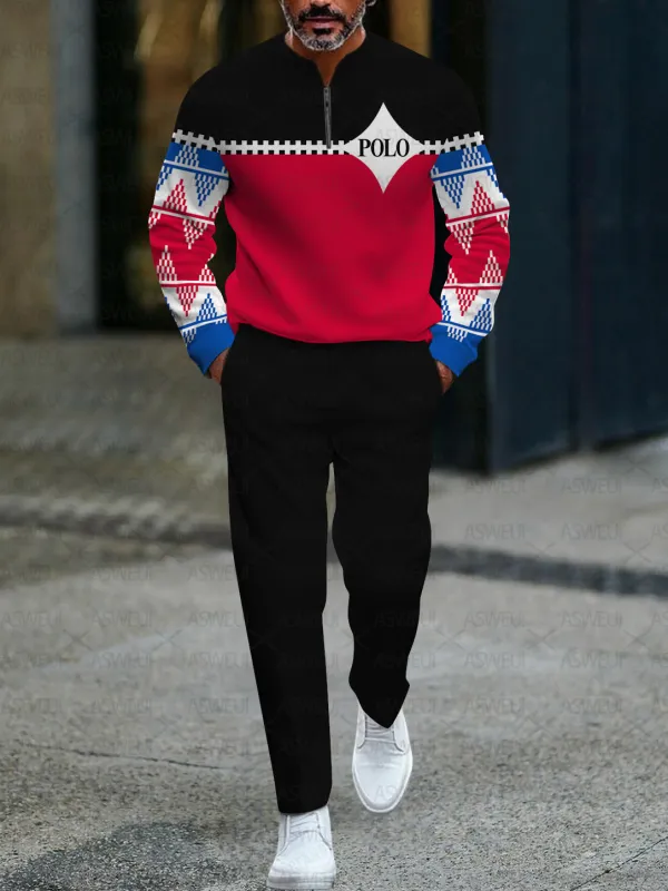 Zipper Long Sleeve Long Pants Two-Piece Set