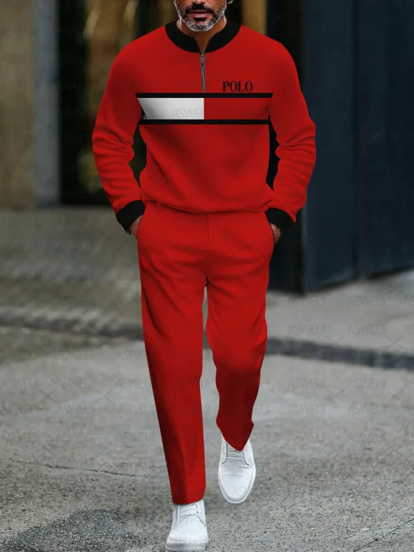 Zipper Long Sleeve Long Pants Two-Piece Set