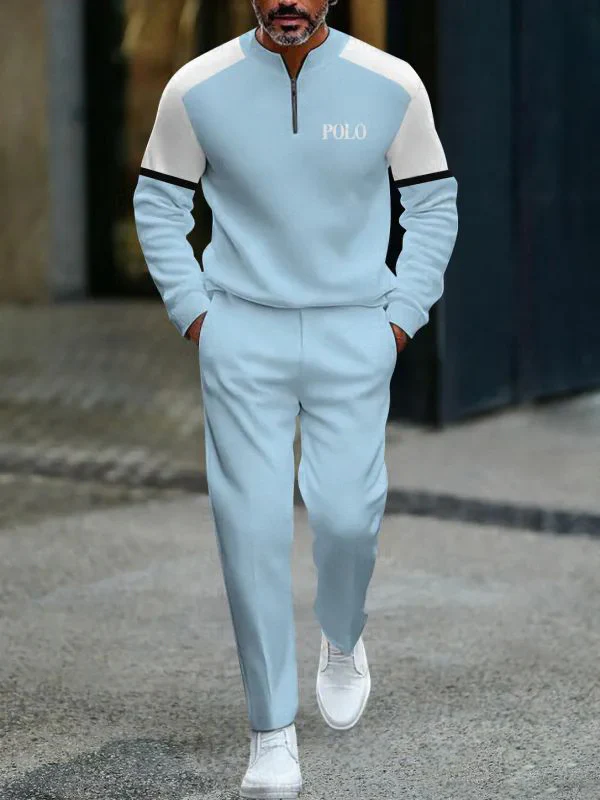 Zipper Long Sleeve Long Pants Two-Piece Set