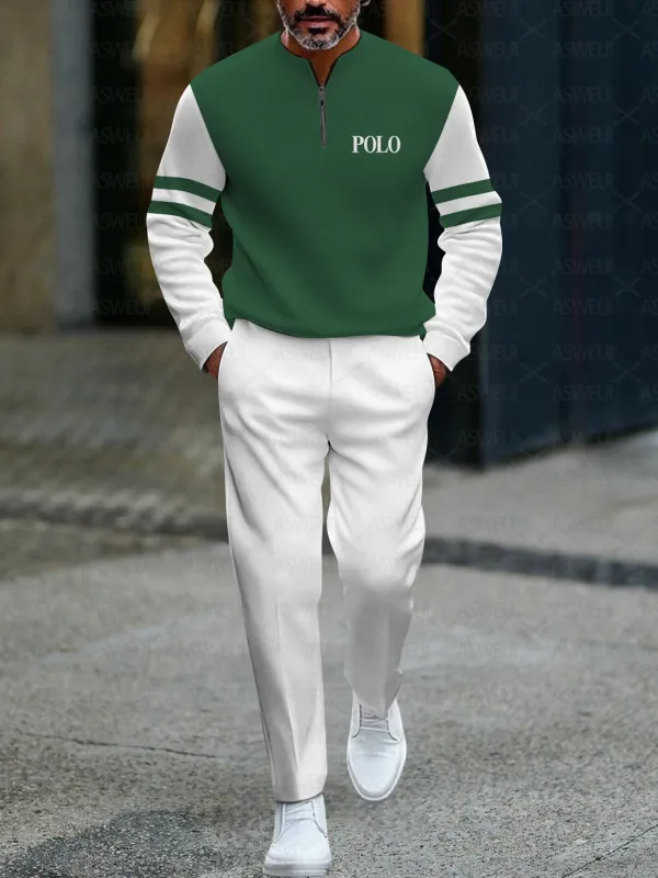 Zipper Long Sleeve Long Pants Two-Piece Set