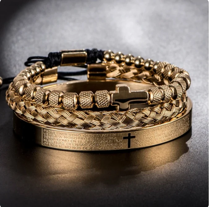 Luxury Stainless Steel Cross Bracelet Set - Image 4