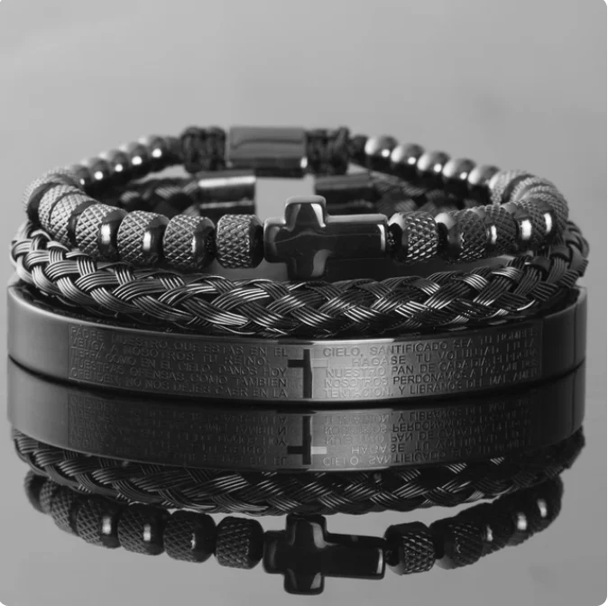 Luxury Stainless Steel Cross Bracelet Set - Image 6