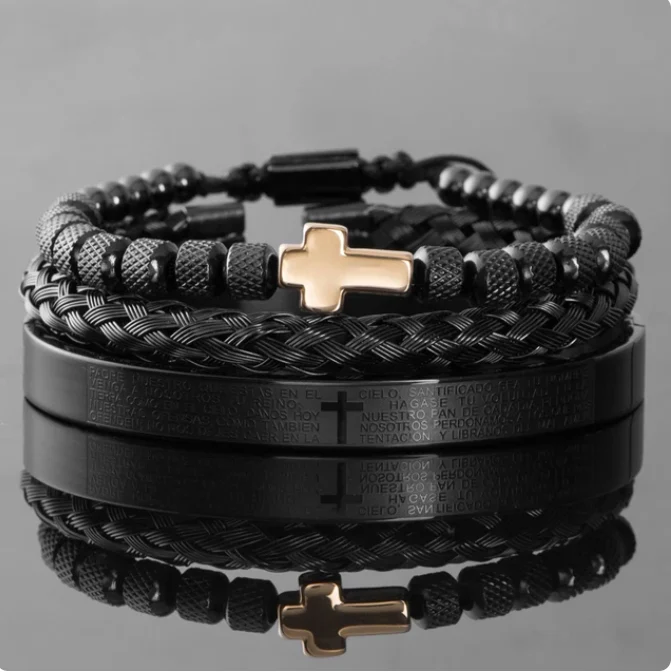 Luxury Stainless Steel Cross Bracelet Set - Image 7