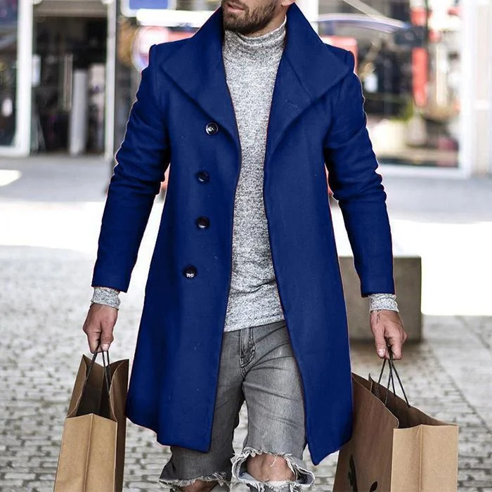 Breasted Lapel Winter Woolen Coat - Image 2