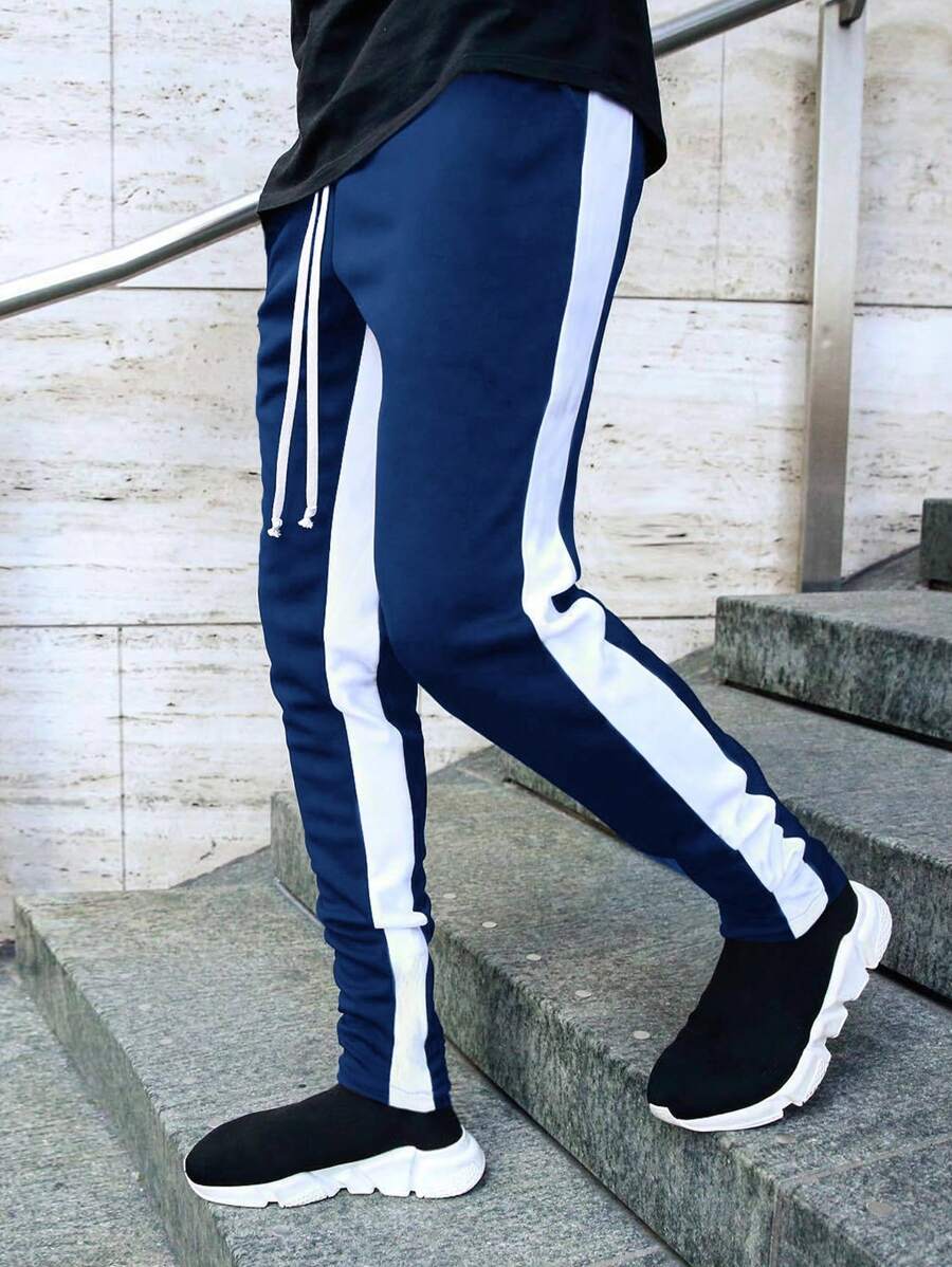 Contrast Panel Drawstring Sweatpants - Image 2