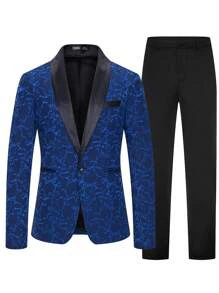 Jacquard Shawl Collar Blazer & Suit Pants - Image 7