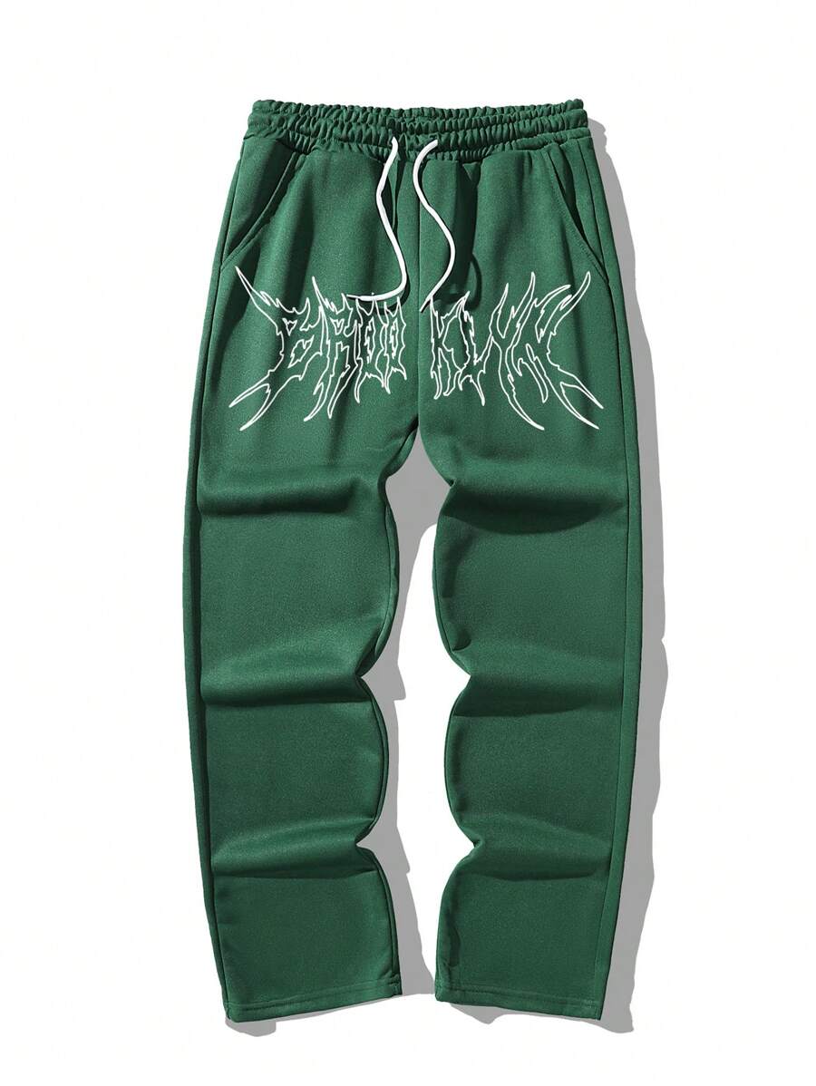 Letter Graphic Drawstring Waist Sweatpants - Image 10