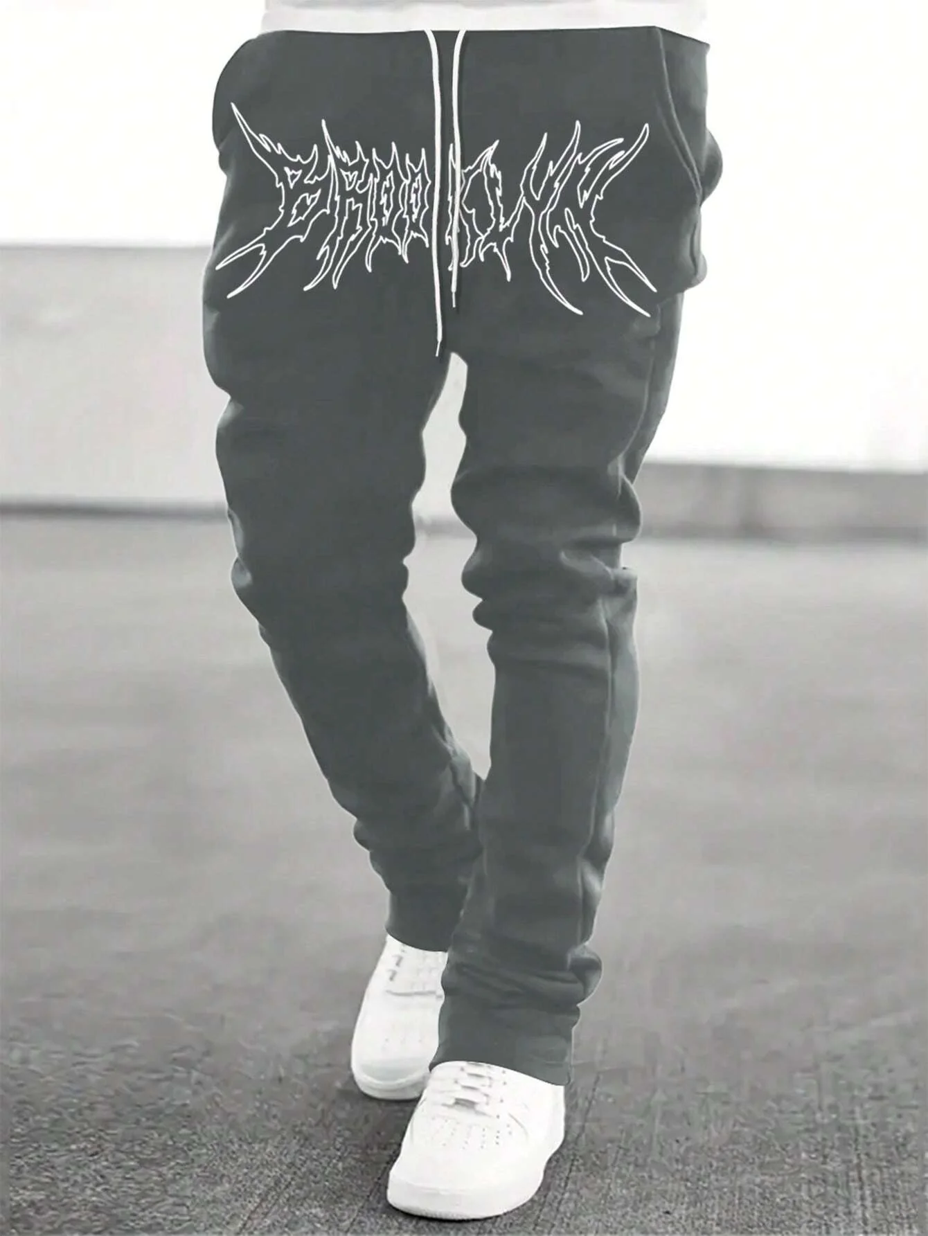 Letter Graphic Drawstring Waist Sweatpants - Image 19