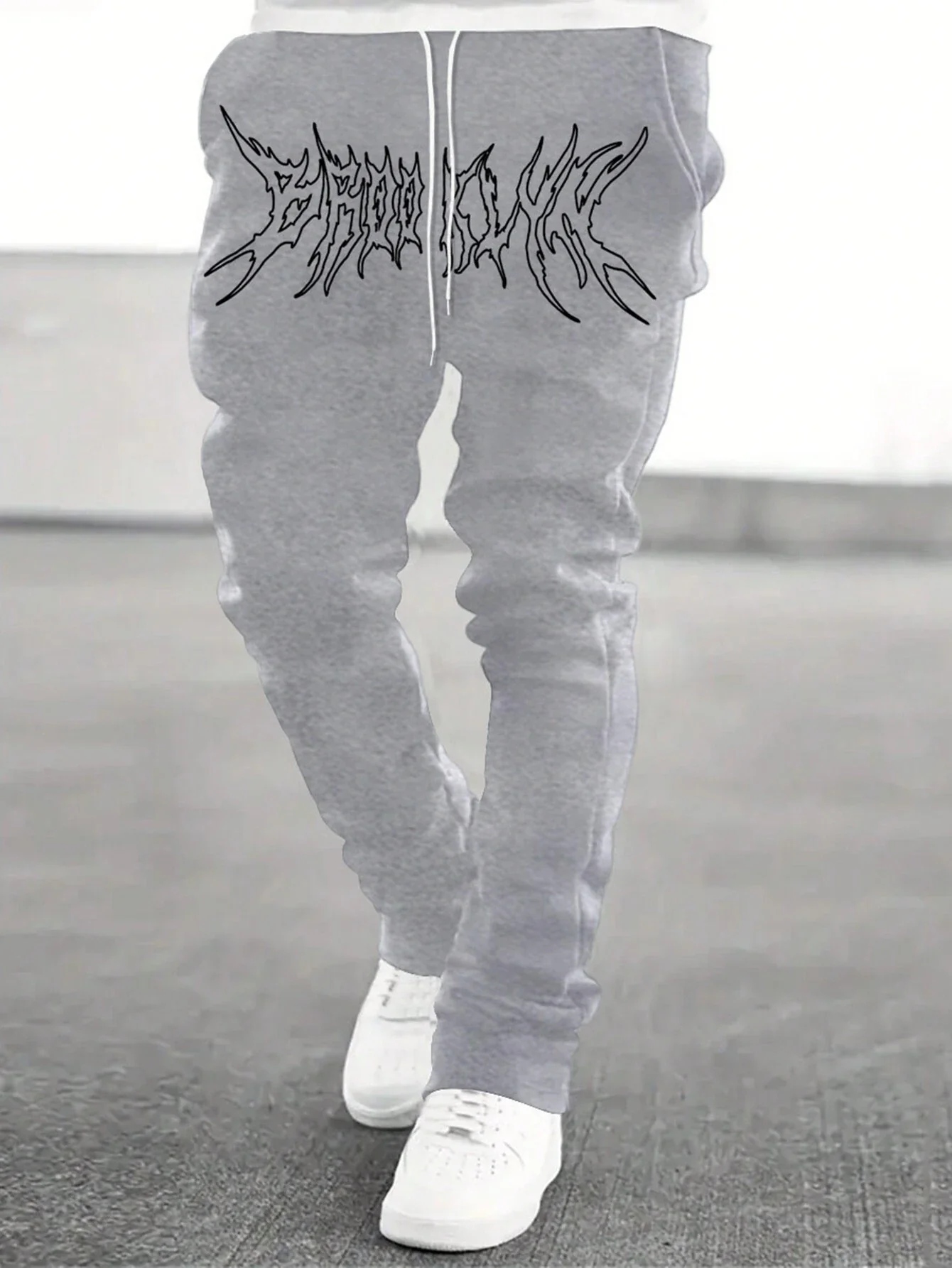 Letter Graphic Drawstring Waist Sweatpants - Image 26
