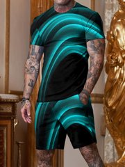ABSTRACT STRIPED FACE PRINTING SUIT