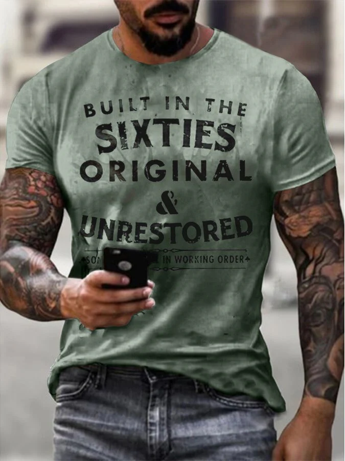 Mens Built In The Sixties Unrestored Motorcycle Printed T-Shirt - Image 3
