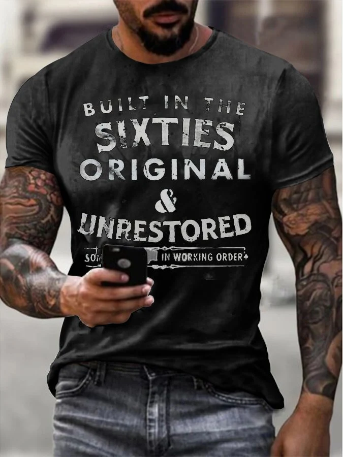 Mens Built In The Sixties Unrestored Motorcycle Printed T-Shirt - Image 4