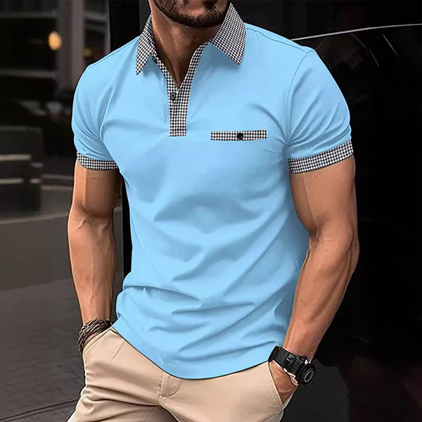 Button Down Colorblock Sports Short Sleeve Polo Shirt - Image 4