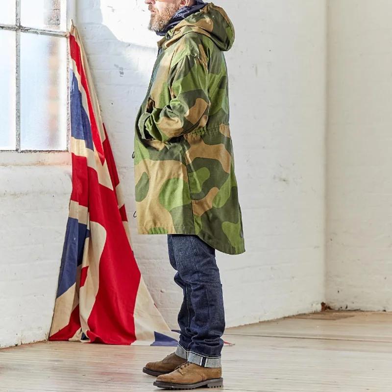 Camouflage Hooded Single Breasted Trench Coat - Image 6