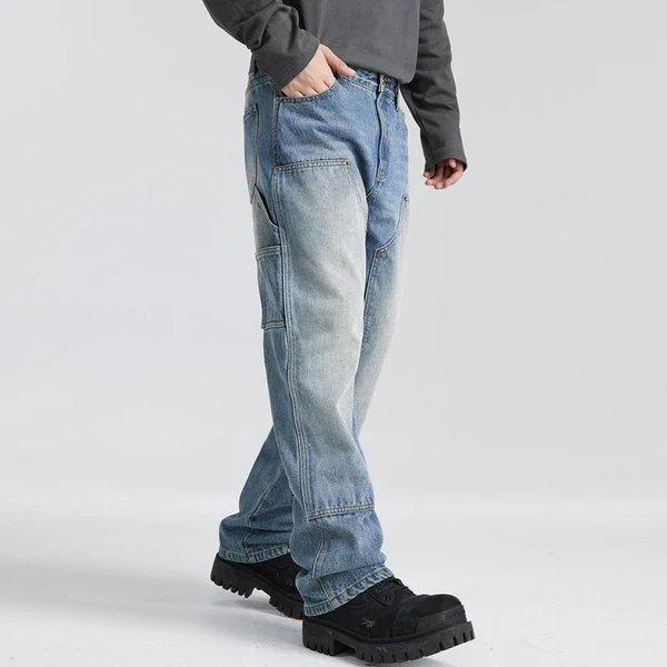 Casual Cleanfit Washed Logging Cargo Jeans - Image 2