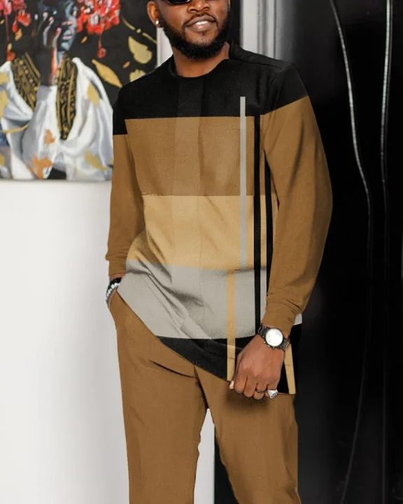 Casual Color Blocking Long Sleeve Walking Suit-001 - Image 2