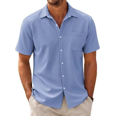 Casual Cotton Blend Short Sleeve Shirt - Image 3