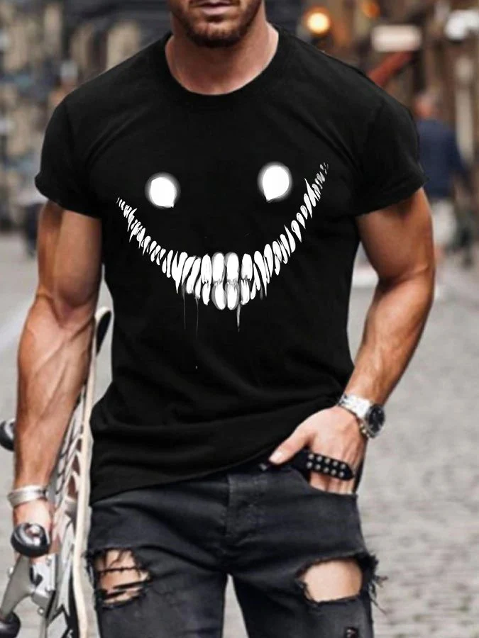 Casual Fashion Emoji Print Short Sleeve T-Shirt