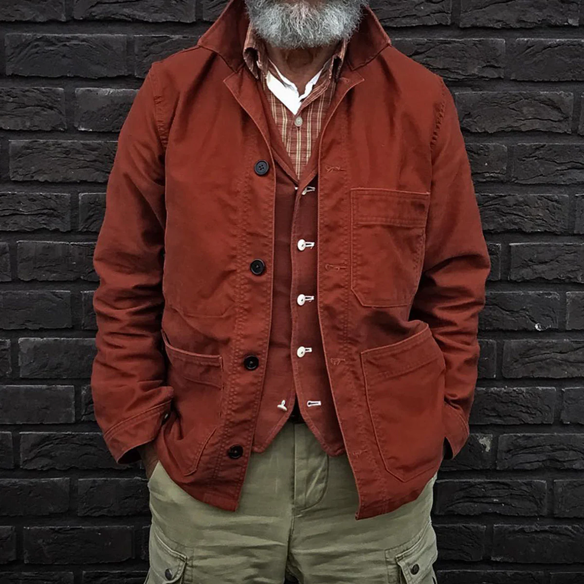 Casual Jacket Solid Long Sleeve Pockets Jacket - Image 2