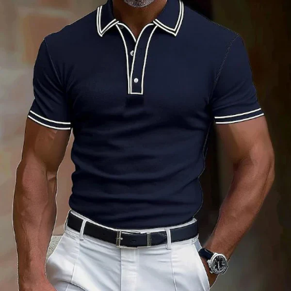 Casual Lapel Slim Fit Short Sleeve Polo Shirt - Image 2
