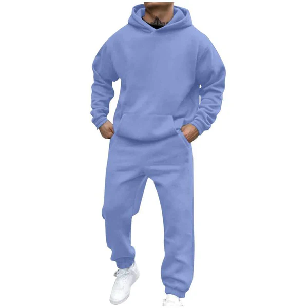 Casual Loose Fleece Long-sleeved Hoodie Sweatpants Set - Image 4