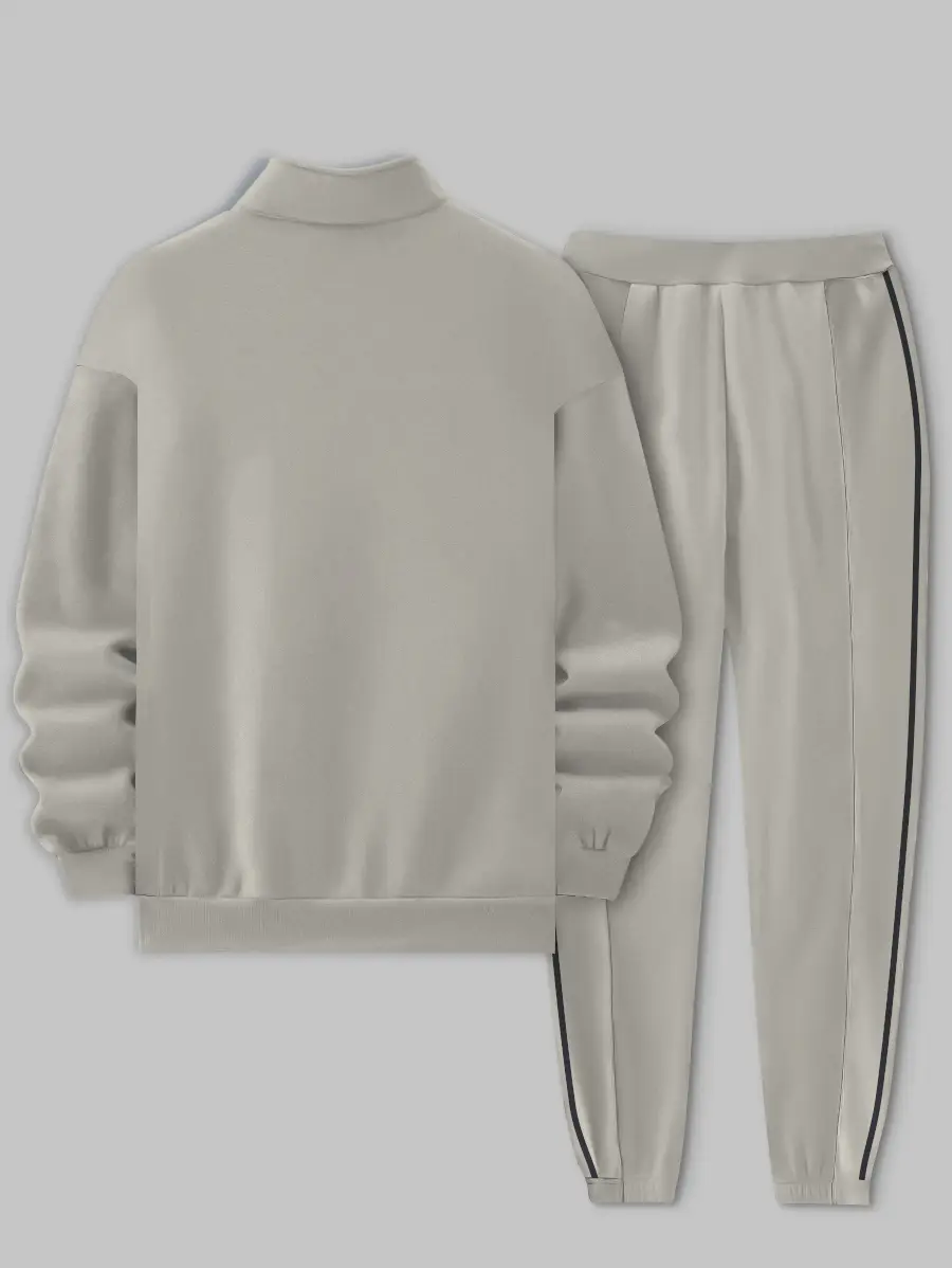 Relaxed Zipper Long Sleeve Two Piece Set - Image 3
