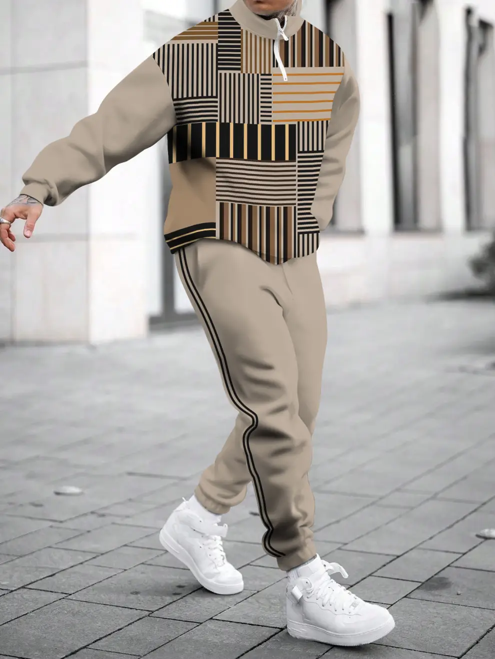 Relaxed Zipper Long Sleeve Two Piece Set