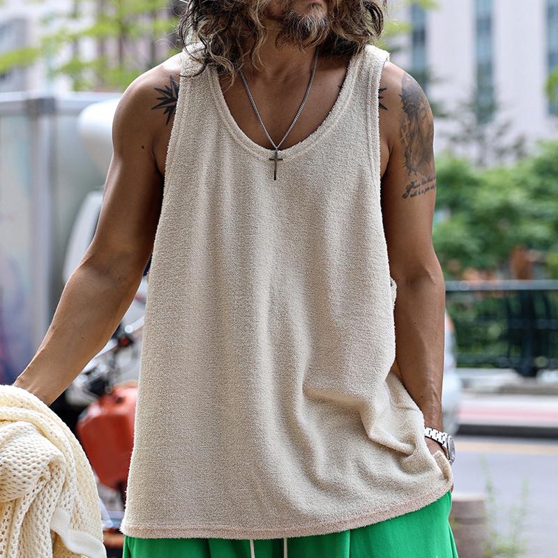 Casual Round Neck Solid Color Tank Top - Image 3