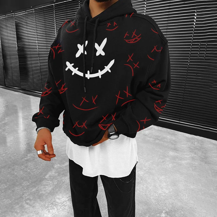 Casual Smiley Print Sweatshirt Hoodie - Image 2