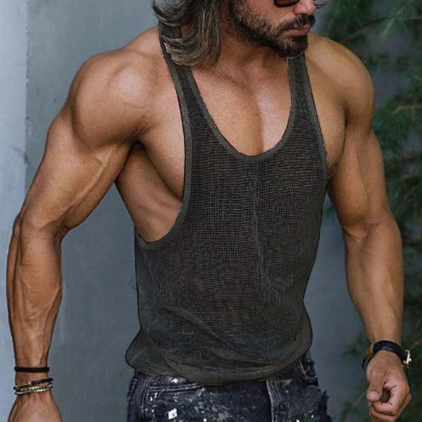 Casual Sports Solid Color Knitted Tank Top - Image 5