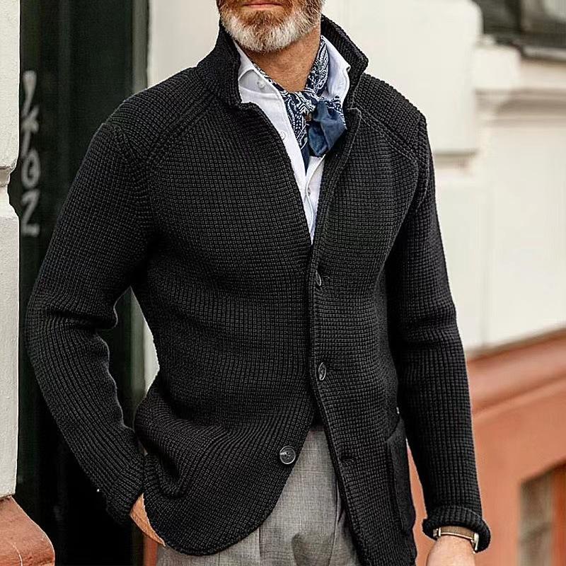 Casual Stand Collar Knit Blazer - Image 2