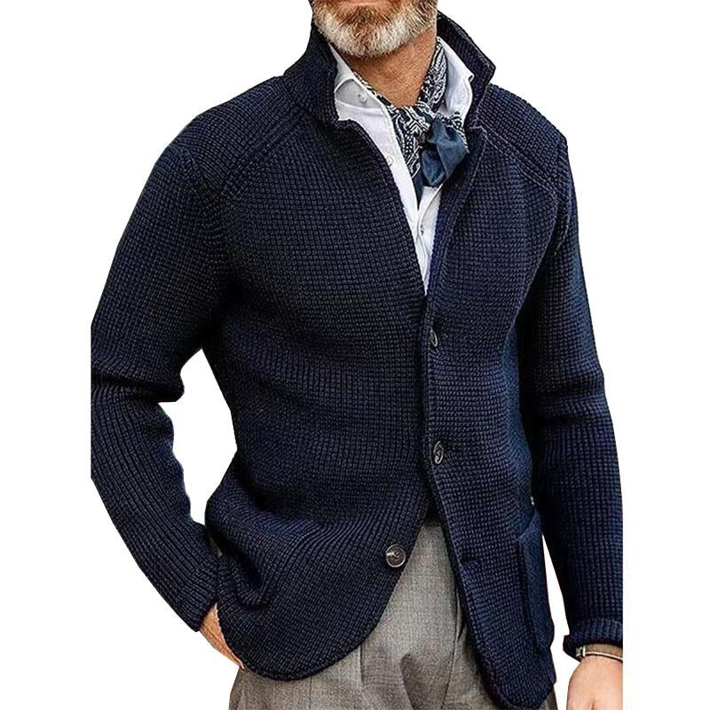 Casual Stand Collar Knit Blazer - Image 3