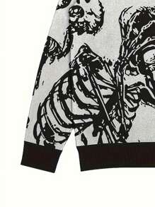 Casual Sweater With Skeleton Pattern - Image 3