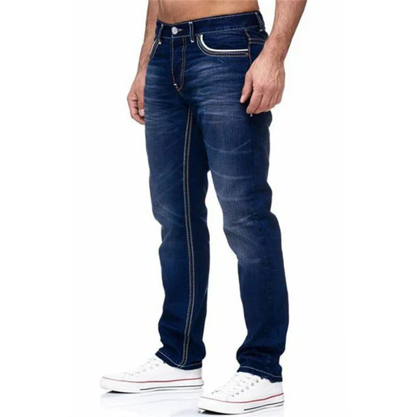 Fashion Distressed Slim Double Stitching Casual Jeans - Image 4