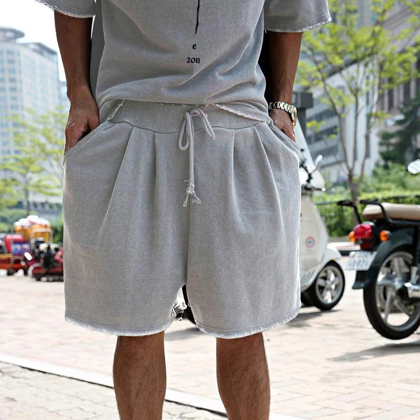 Fashion Loose Cross Rose Print Short Sleeve T-Shirt and Shorts Set - Image 3