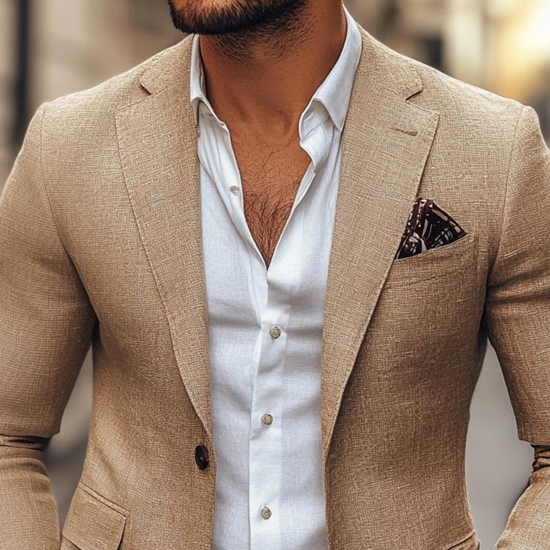Fashion Notch Lapel Two Buttons Casual Blazer - Image 5