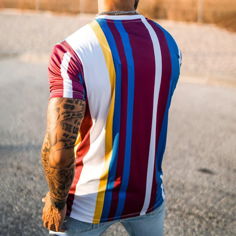 Fashion Peach Heart KING Stripe Print Casual Short Sleeve T-Shirt - Image 6