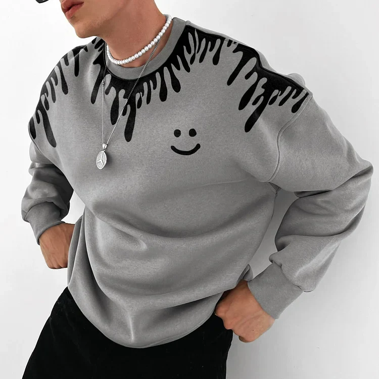 Fashion Smiley Printed Oversized Casual Sweatshirt - Image 2