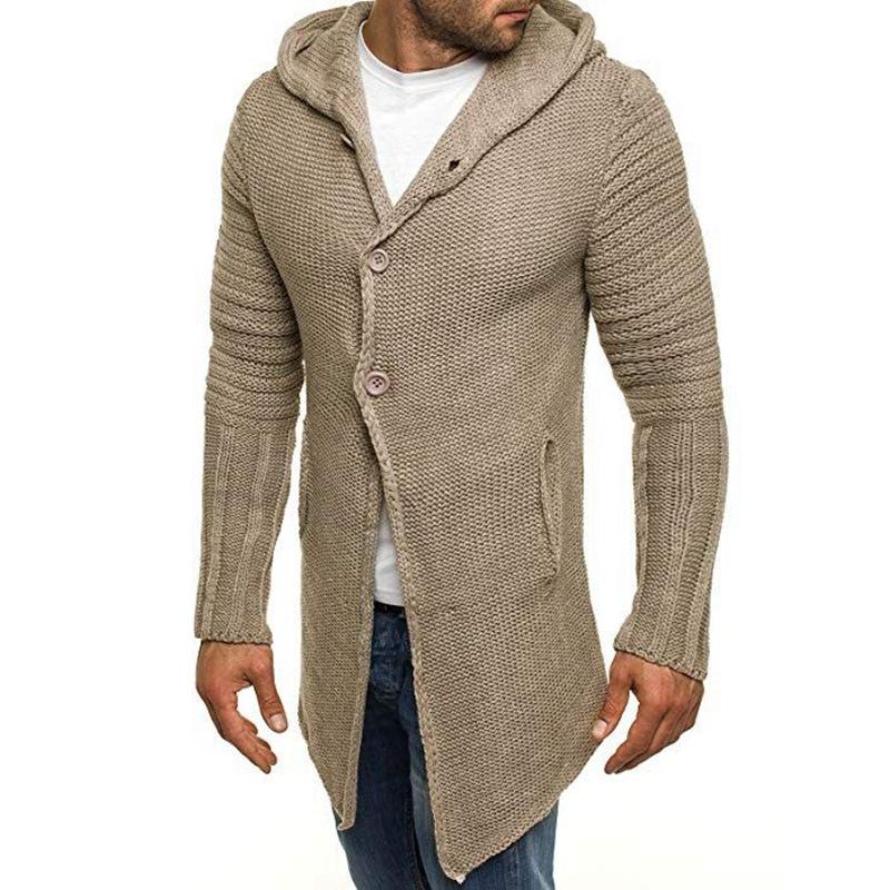 Hooded Long Sleeve Mid Length Knit Cardigan - Image 2