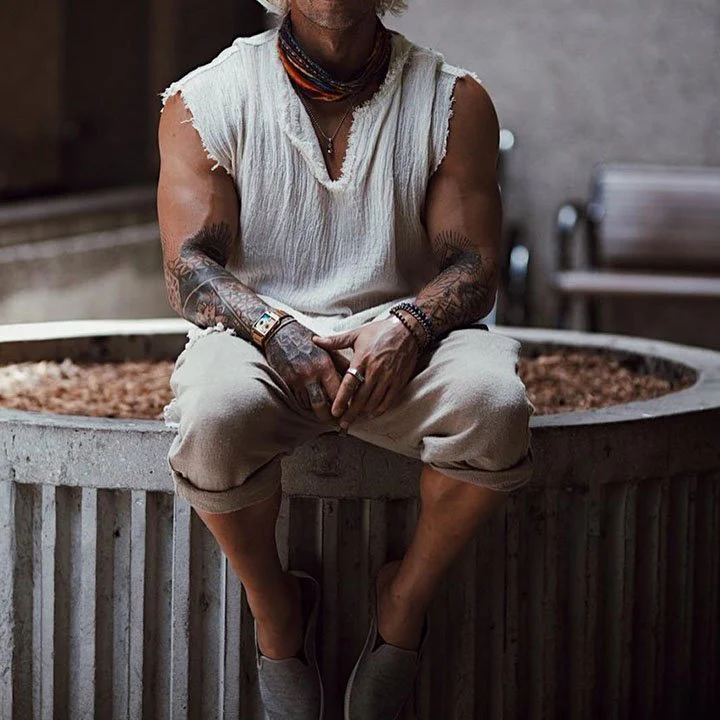 Linen Holiday Plain Tank Top - Image 5