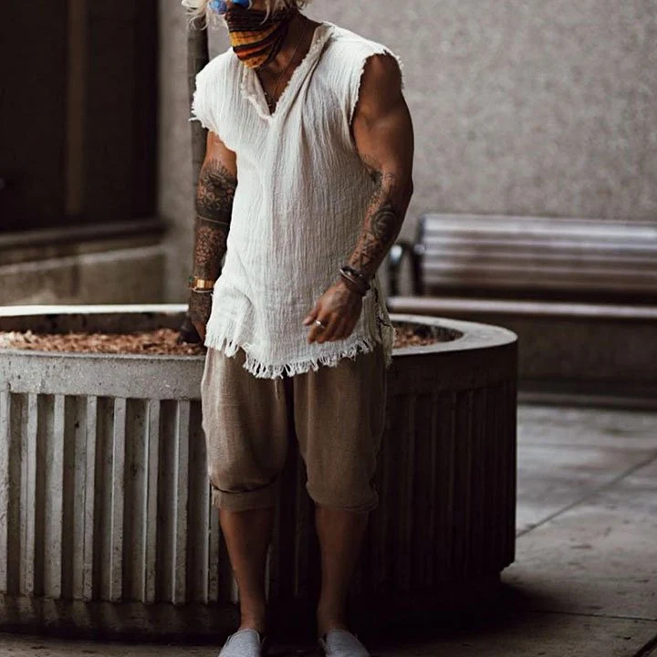 Linen Holiday Plain Tank Top - Image 6