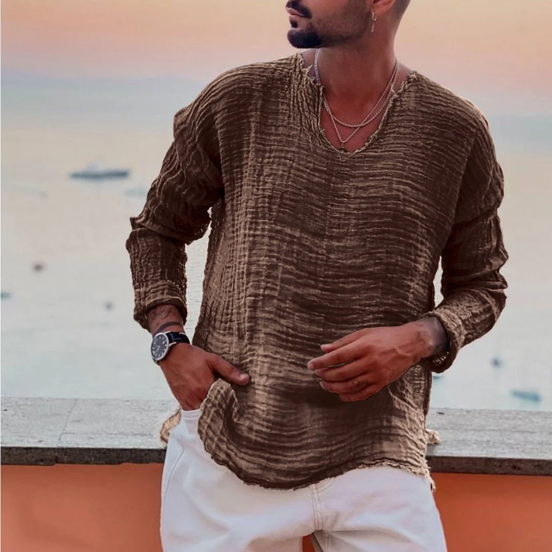 Linen Simple Long-Sleeved Shirt - Image 4