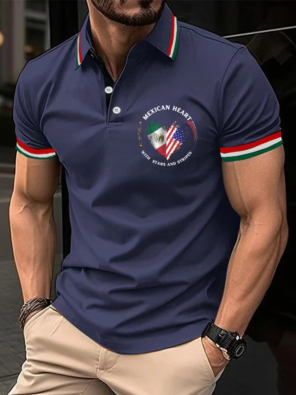 Mexican Independence Day Flag Print Polo Shirt - Image 5