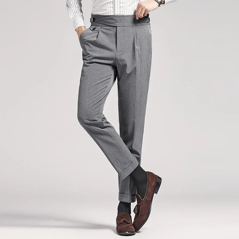 Neapolitan High Waist Slim-Fit Cropped Business Pants - Image 3