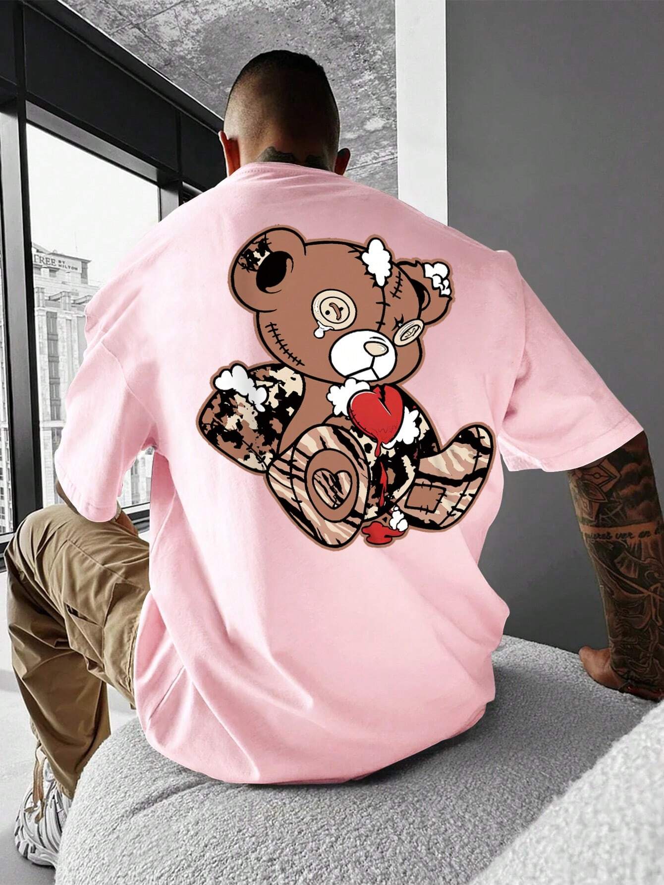 Plus Size Bear Printed T-shirt - Image 14