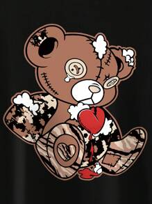 Plus Size Bear Printed T-shirt - Image 3