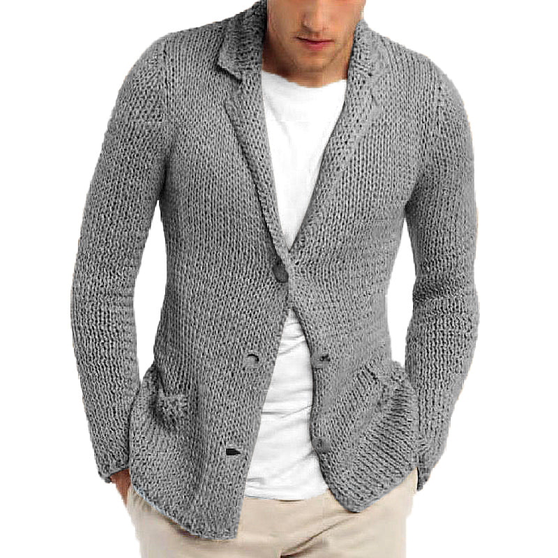 Retro Casual Solid Color Lapel Pocket Cardigan - Image 3