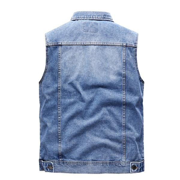 Retro Lapel Denim Vest - Image 4